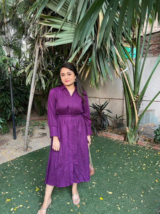 Purple waist Belt Dress