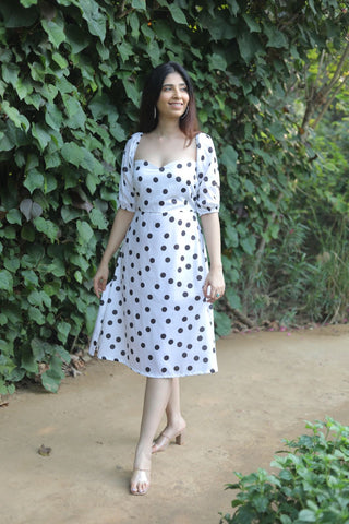 Off Shoulder Polka Dots Dress