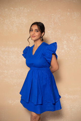 Butterfly  sleeve Royalblue Dress