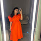 Bright Orange Front tie Midi Dress