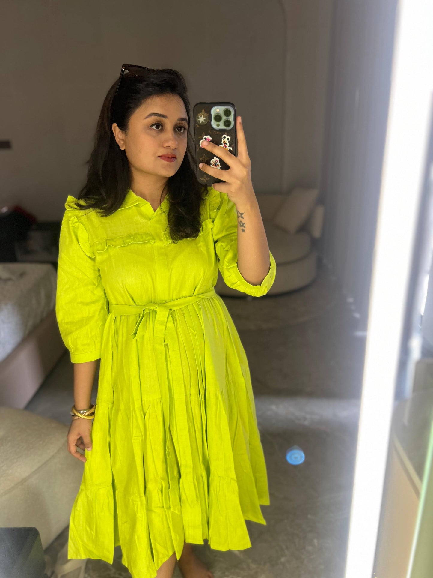 Neon Green Layered Dress