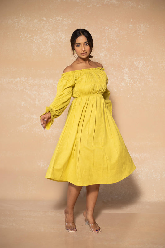 Sunflower front Pleated Dress