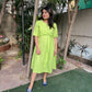 Front Tie Neon Green Dress