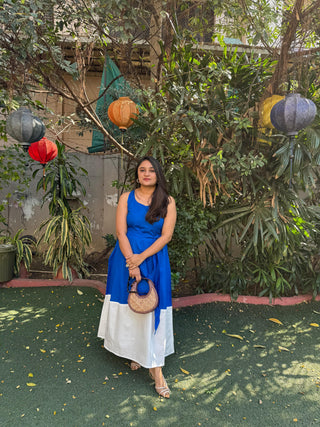 Royalblue & White Block Dress