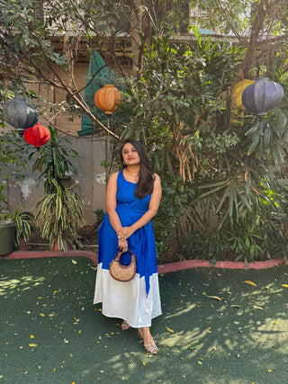 Royalblue & White Block Dress