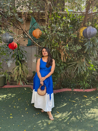 Royalblue & White Block Dress