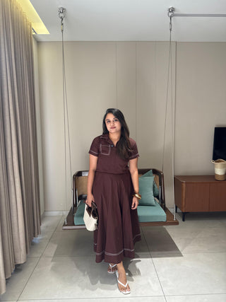 Brown Short Top & Skirt co-ord