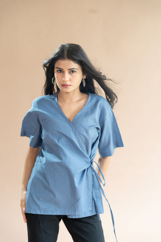 Powder Blue Front Tie Top
