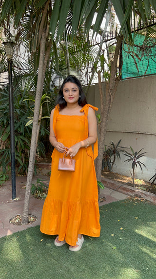 Orange Front Tie Dress
