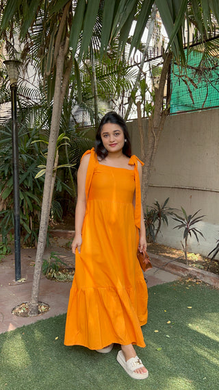 Orange Front Tie Dress