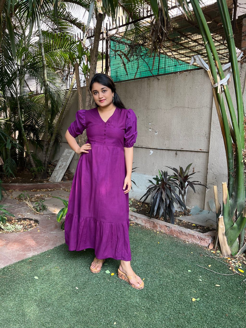 Purple A line Dress – Panila Fashion