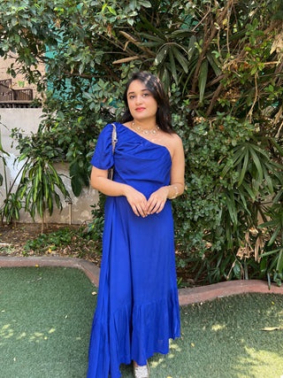One Shoulder Overlap Dress