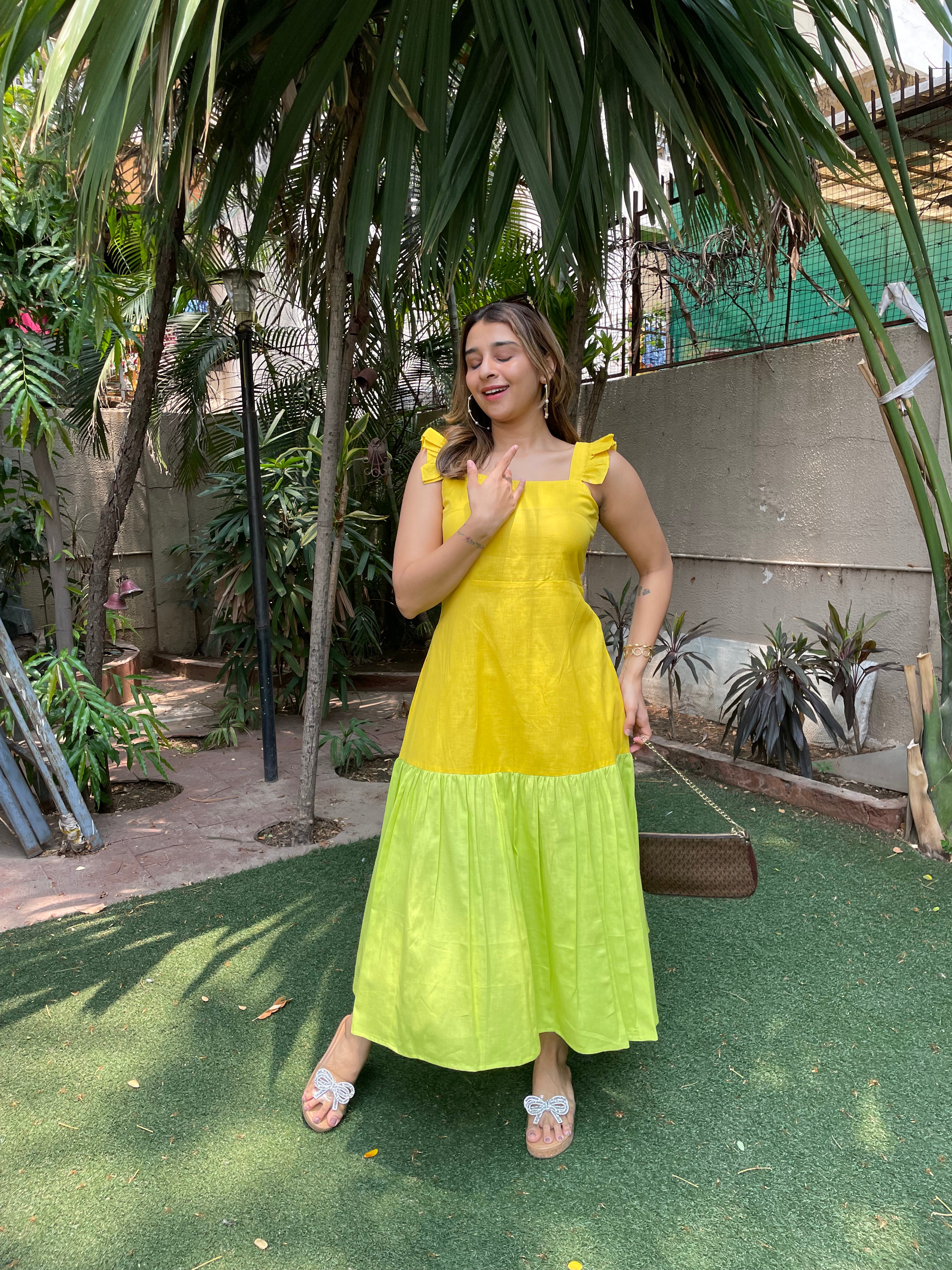 Yellow & Neon Green Dress Panila Fashion Yellow & Neon Green Dress Panila Fashion