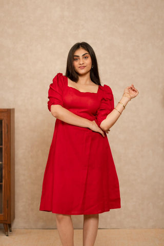Red Dress Square Neck