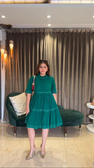 Peacock Green Three Layered Dress