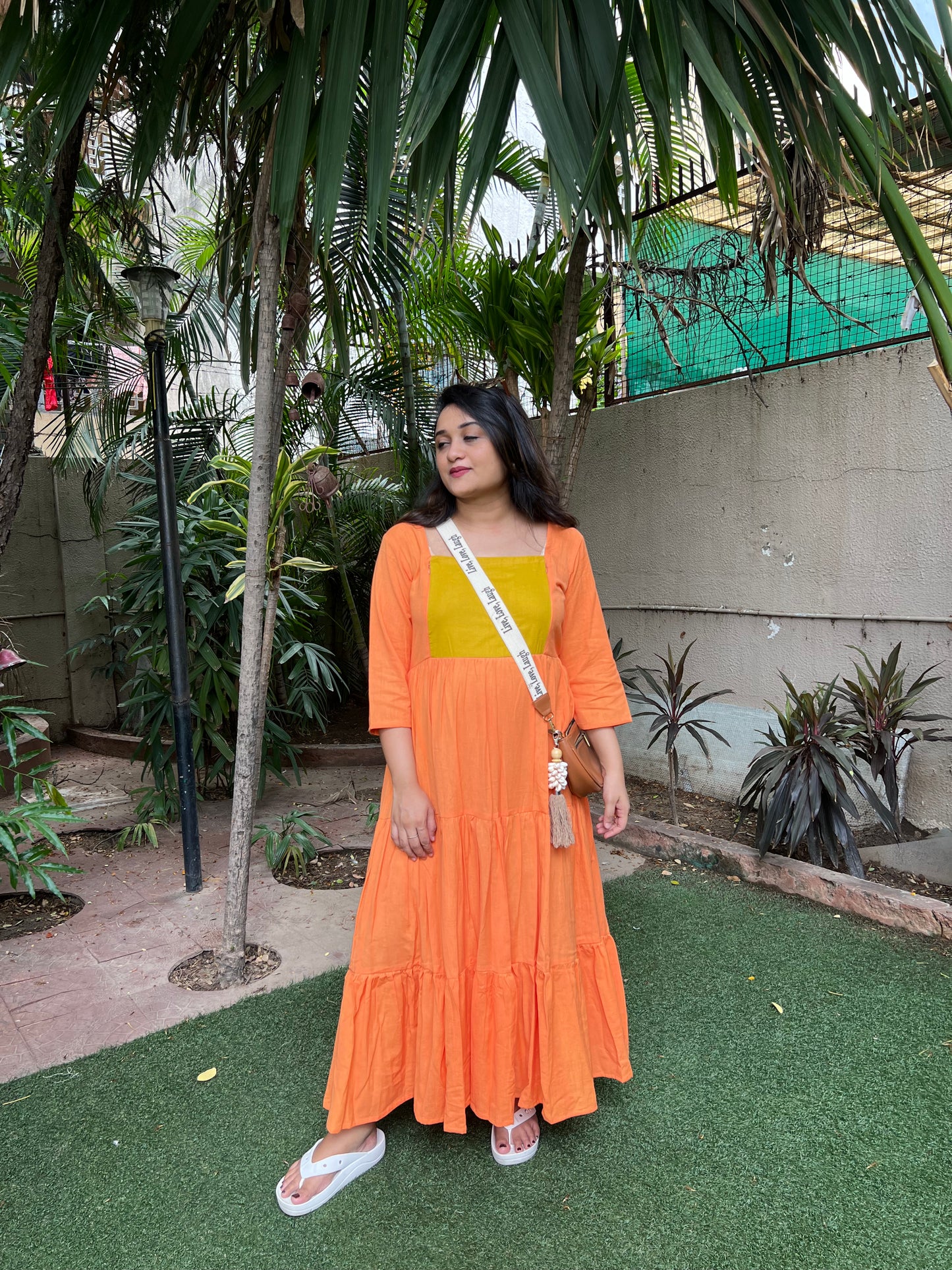 Orange bump friendly layered dress