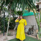 Yellow Pleated Dress with Pocket