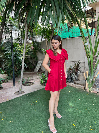 V Neck Front Flap Dress