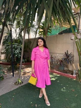 Baby pink overlap dress