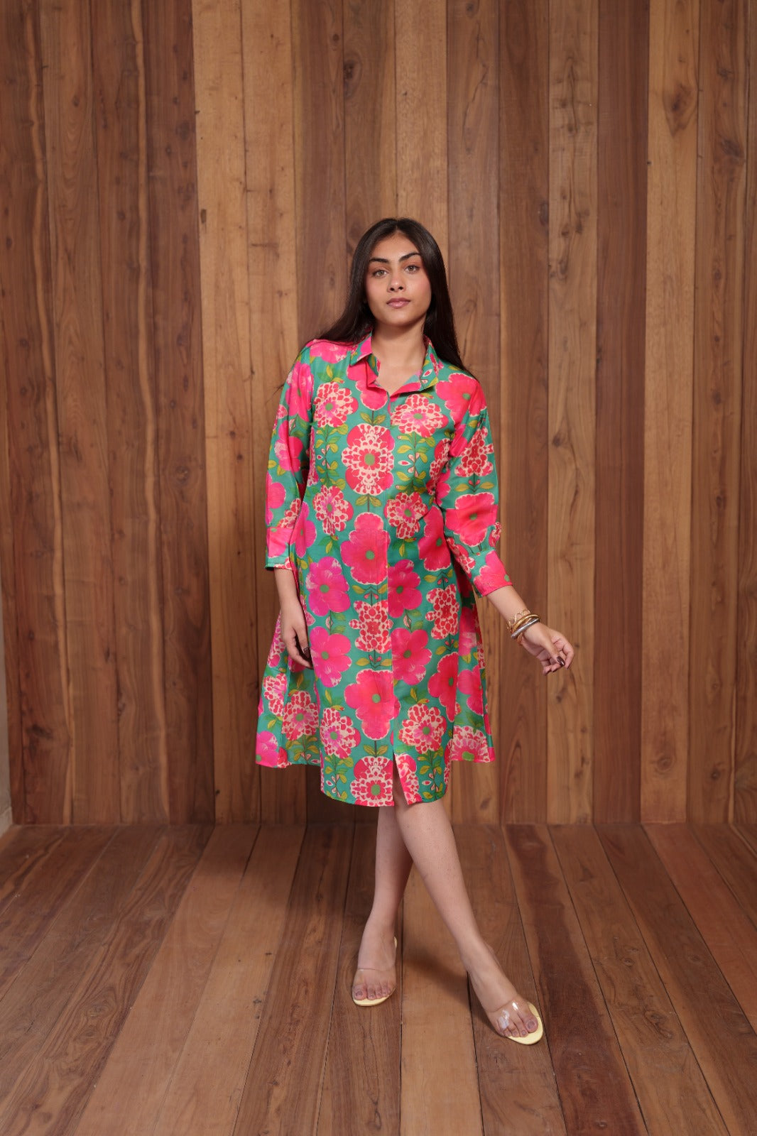 Big Floral Shirt Dress