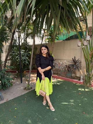 Black Dress with Neon Frill