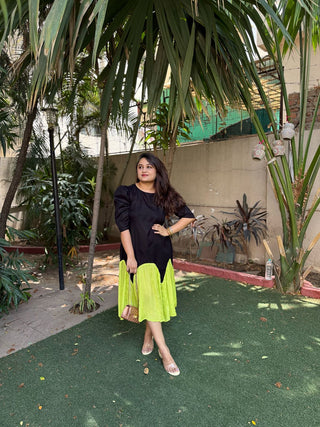 Black Dress with Neon Frill