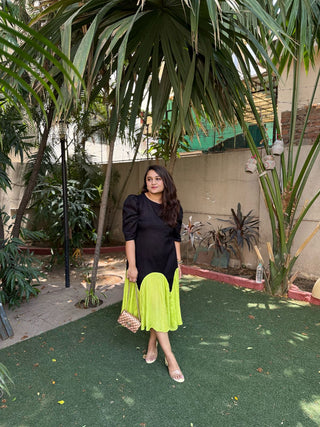 Black Dress with Neon Frill