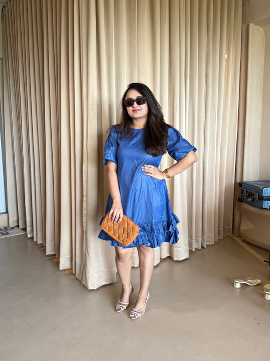 Two Frill Denim Dress
