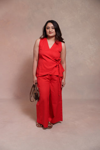Red Angrakha Style Coord Set