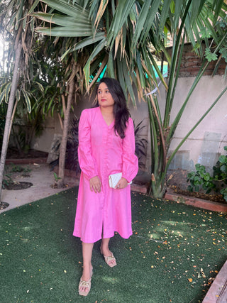 Baby pink front button dress