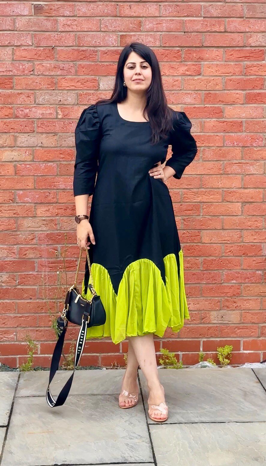 Black Dress with Neon Frill – Panila Fashion