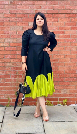 Black Dress with Neon Frill