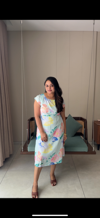Silk A line Floral Dress