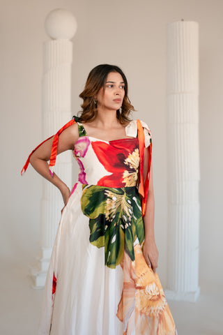 Two tie big floral Dress