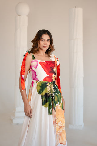 Two tie big floral Dress