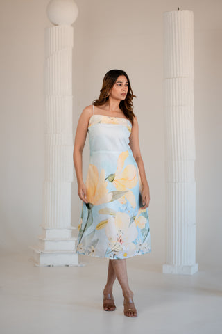 Pastel Blue Big Floral Dress
