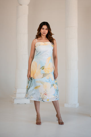 Pastel Blue Big Floral Dress