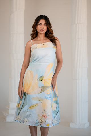 Pastel Blue Big Floral Dress