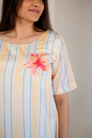 Strips with Floral Layer Dress