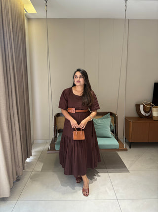 Chocolate brown big layered Dress