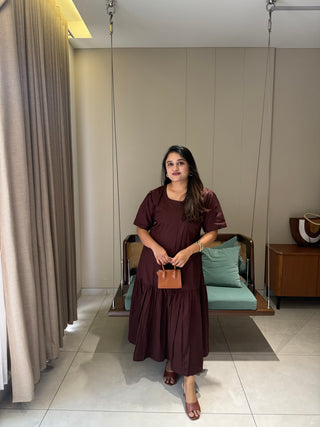 Chocolate brown big layered Dress