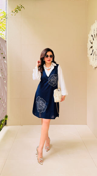 Navyblue Embroidered Shirt Dress