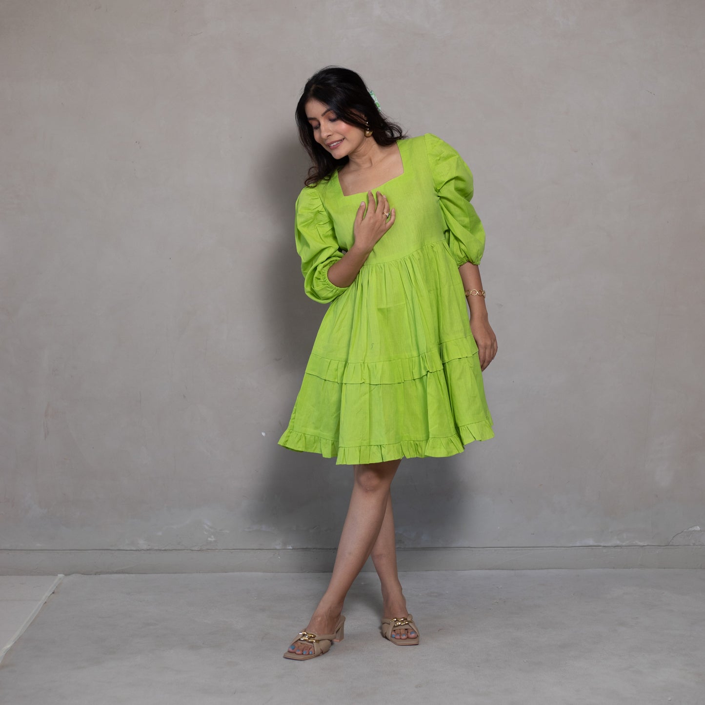 Lime Green Layered Dress