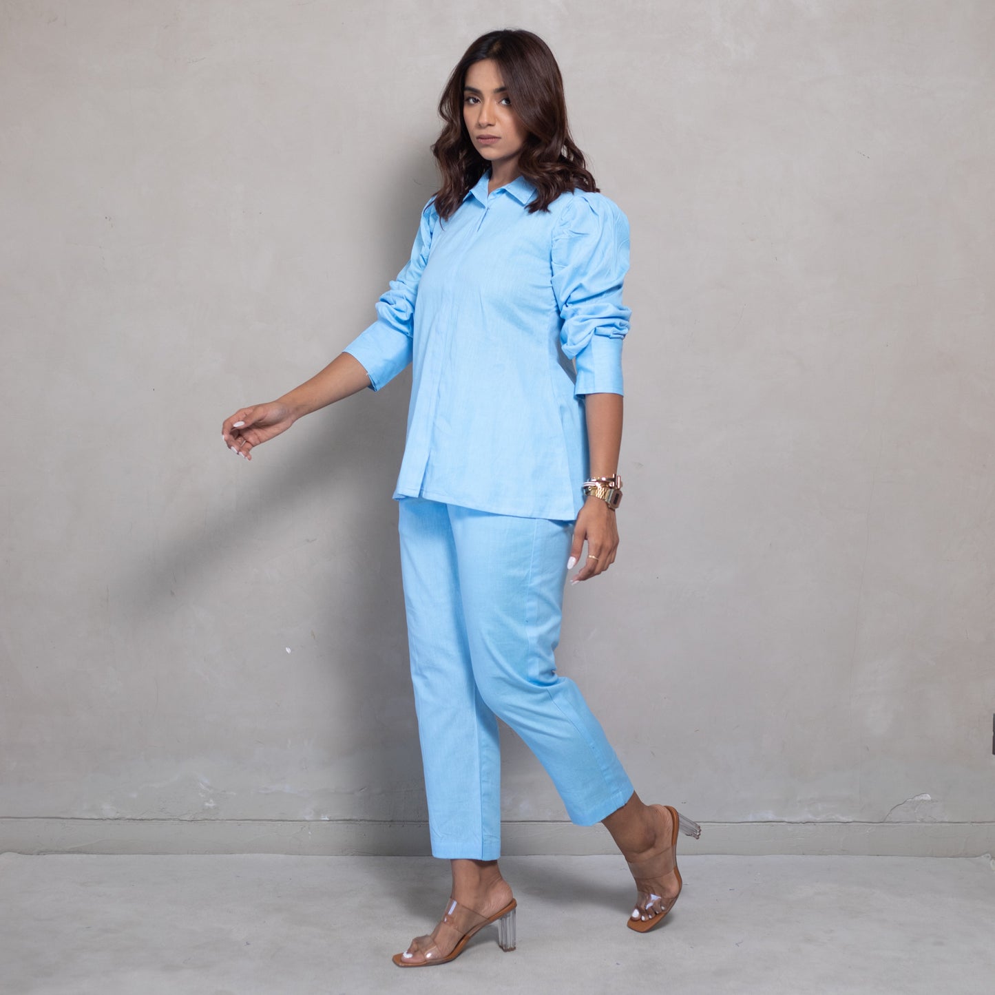 SkyBlue Shirt with Pant coord set