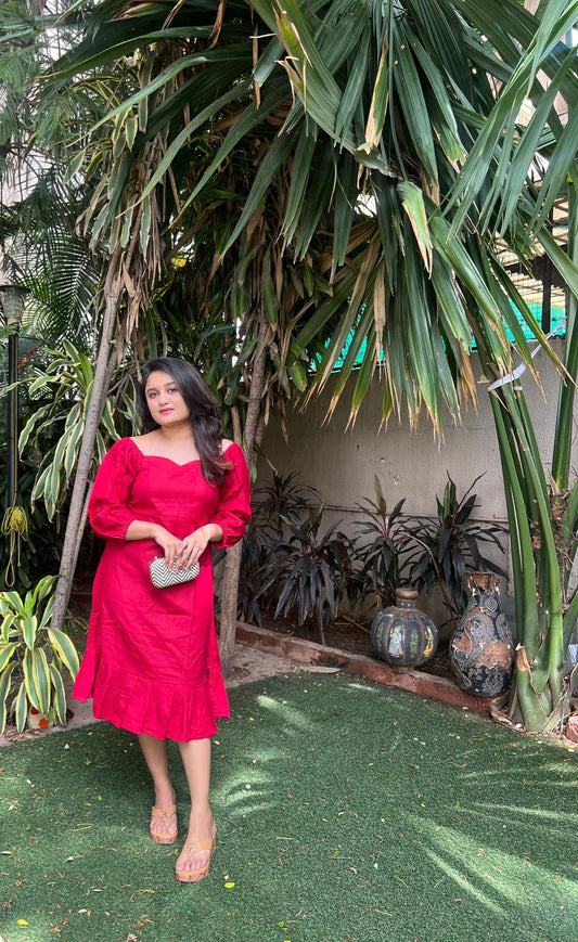 Day Dress in Maroon