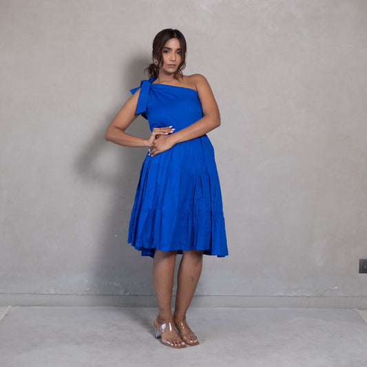 Royalblue Layered Dress one Shoulder