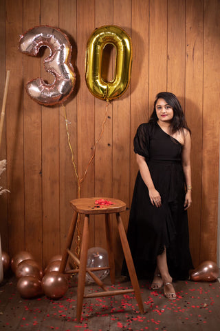 Black Ruffle Dress One Shoulder