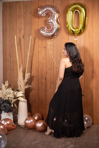 Black Ruffle Dress One Shoulder