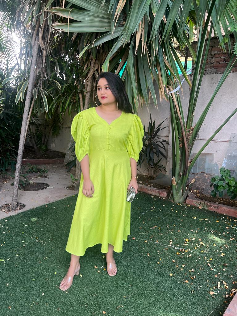 Neon Green Midi Dress – Panila Fashion