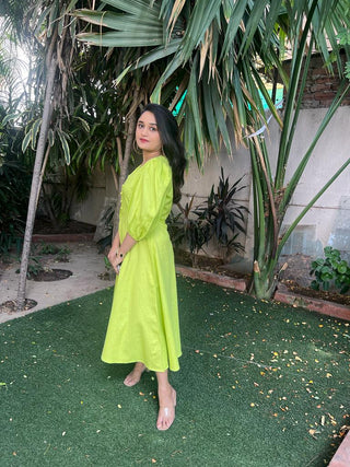 Neon Green Midi Dress